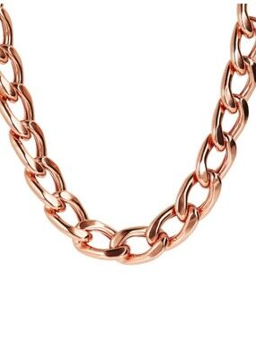 Bronzallure Italy Rose Gold Tone Chain Link Necklace 17.5-20" Signed Statement